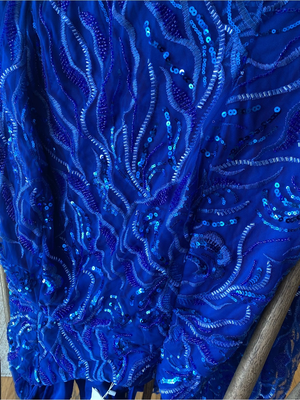 Royal Blue Sequin Halter Prom Dress - Picture 2 of 3